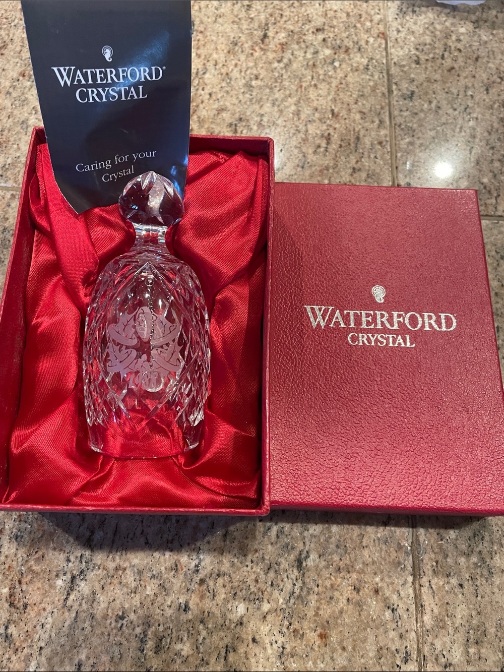 Waterford Crystal Clear Etched Bell with Red Presentation Case